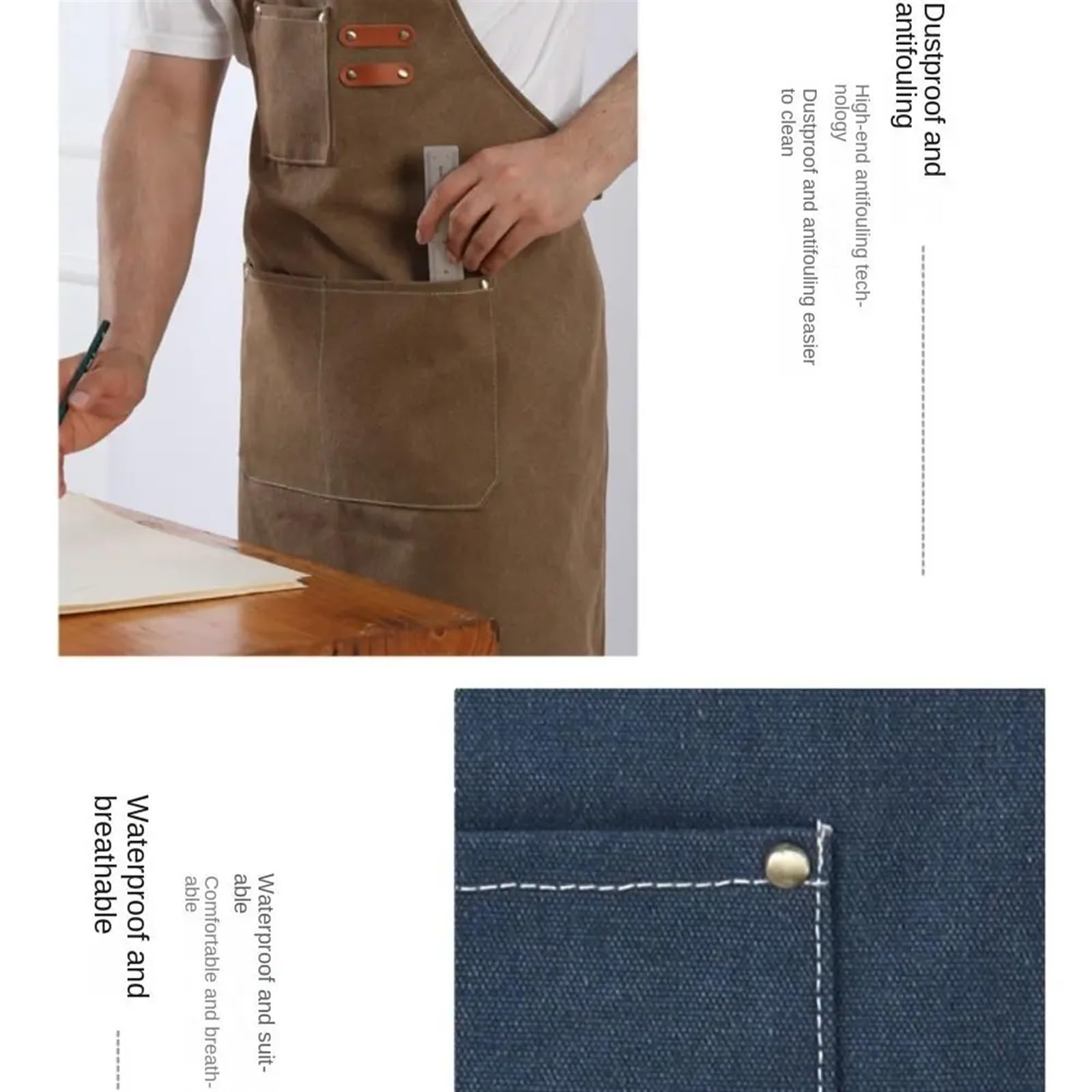 Grembiule in denim di tela addensata Grembiule da barista Cucina Ristorante Lavoratore Barbiere Falegname Fiorista Grembiule for donna Uomo(Purple)