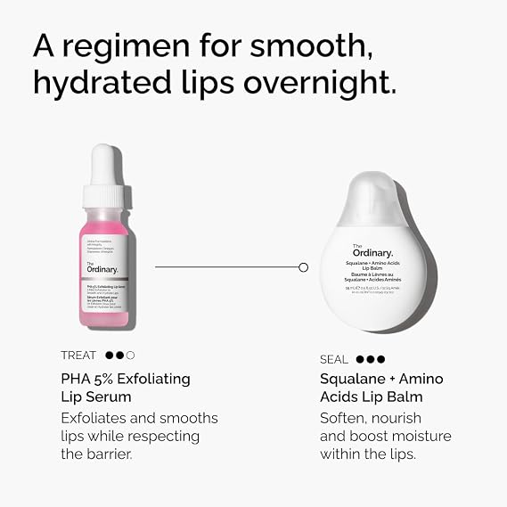 The Ordinary Squalane + Amino Acids Hydrating Lip Balm, for Lips, Elbows, and Cuticles, 0.5 Fl Oz