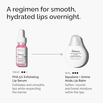 The Ordinary Squalane + Amino Acids Hydrating Lip Balm, for Lips, Elbows, and Cuticles, 0.5 Fl Oz