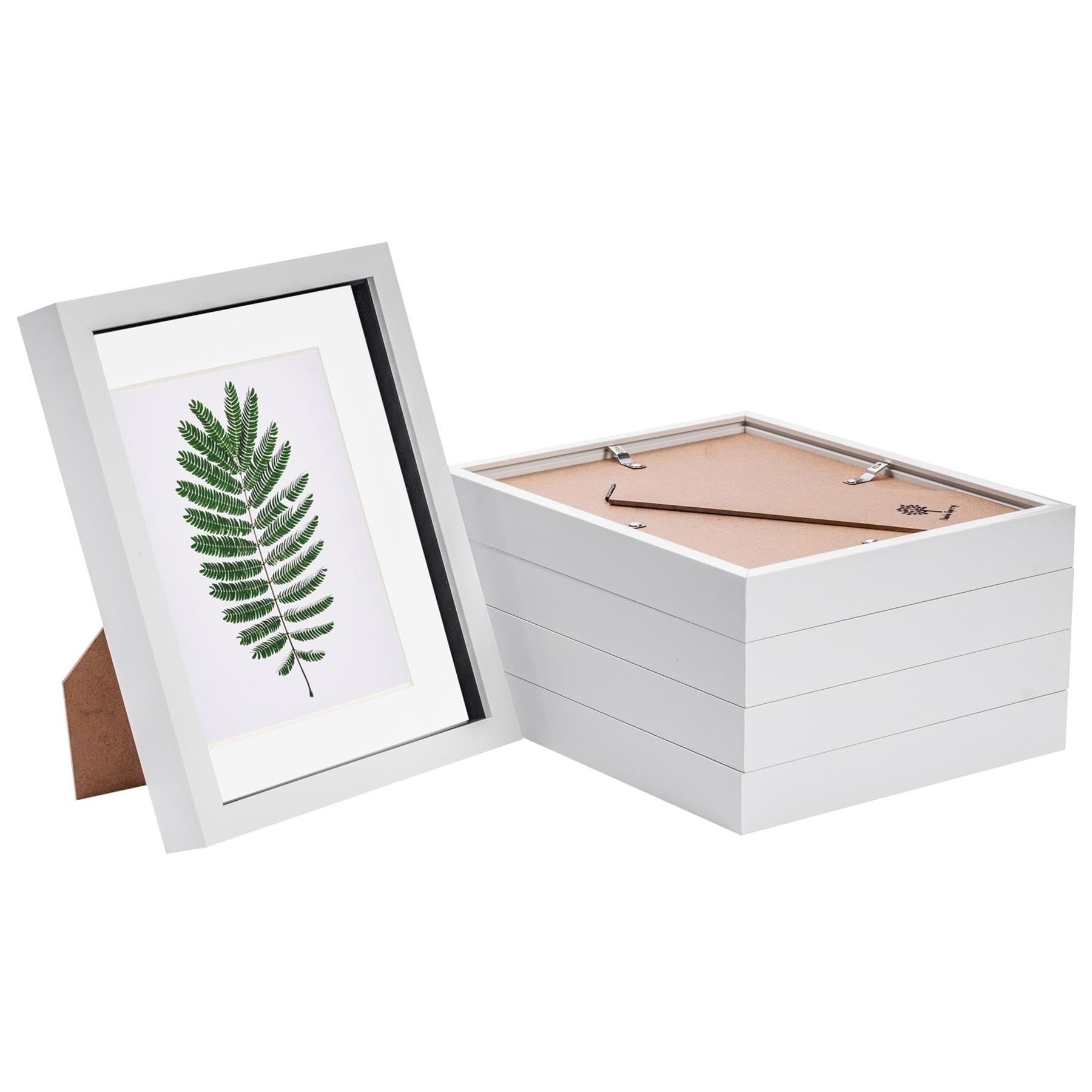 Nicola Spring 3D Box Photo Frames - Black Mount - 8x10" with 5x7" Mount - Pack of 5 - Acrylic