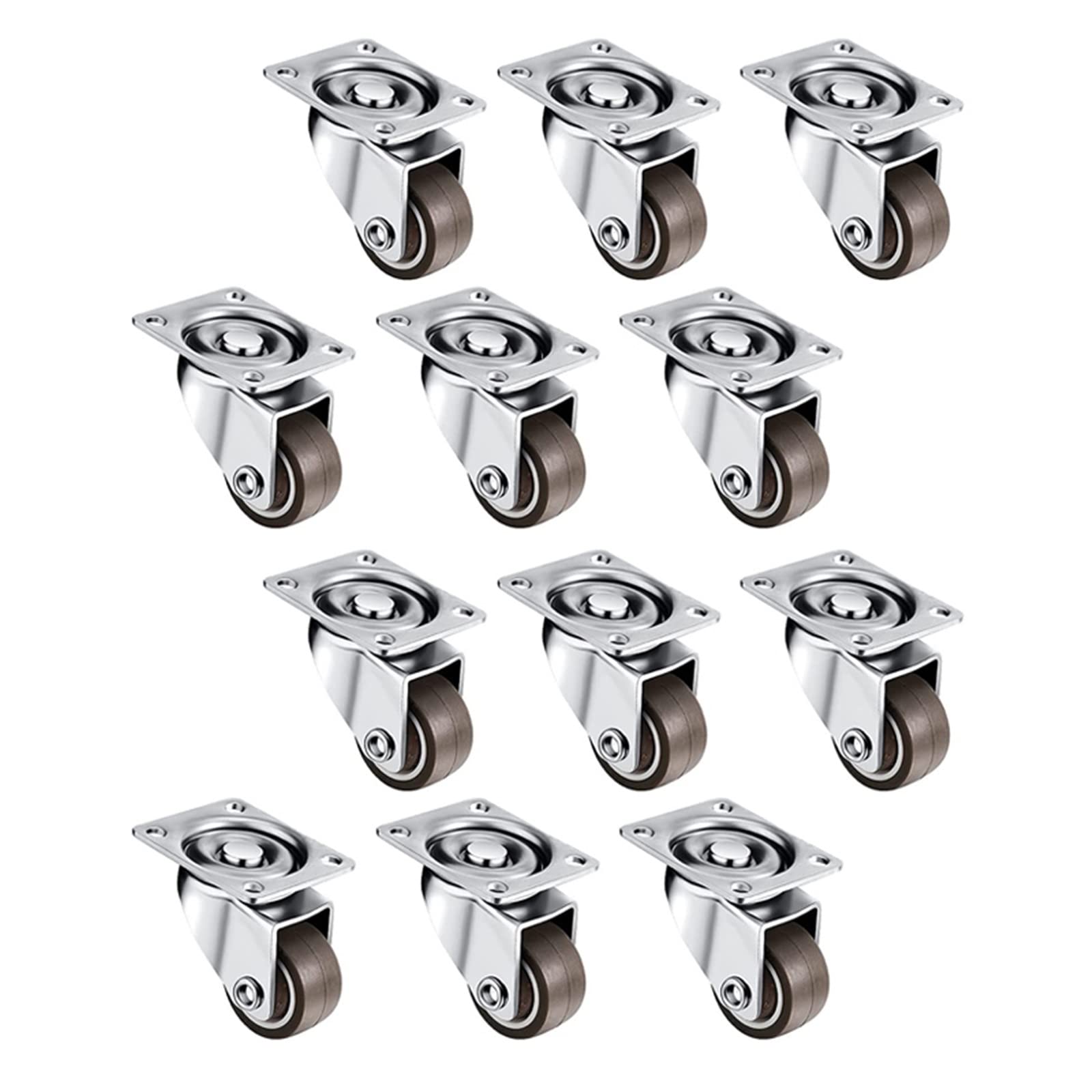 Roulettes pivotantes robustes caoutchouc plaque 360° pour chariot 12x - 8