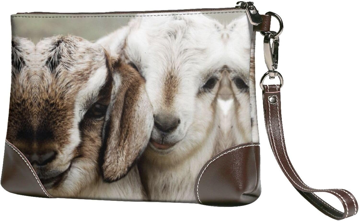 Goat Pattern Leather Clutch Bag Trendy Print Leather Clutch Bag for