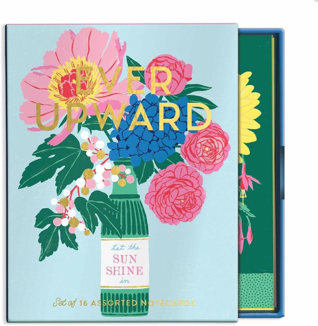 Galison Ever Upward Greeting Assortment Notecard Set from Includes 16 Notecards and 17 Envelopes with 8 Unique Botanical Designs, Perfect for Any Occasion!