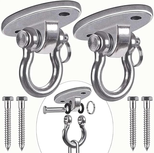 Besthouse Set of 2 Permernent Antirust Stainless Steel 304 Heavy Duty Swing Hangers 900KG Capacity, 180° Swing, Yoga Hammock Chair Sandbag, Swing Sets