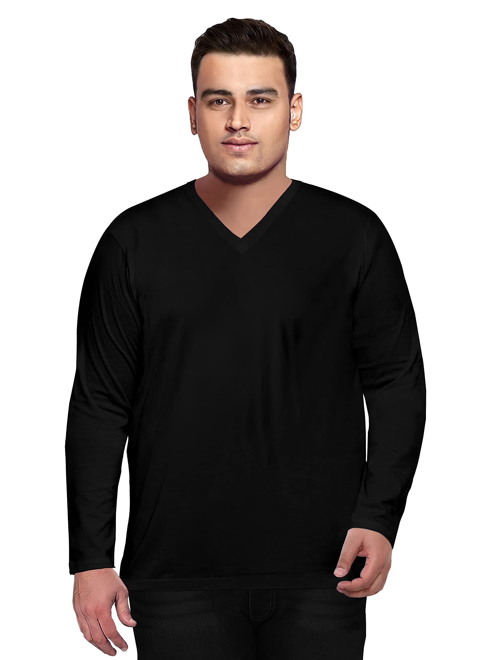 VC SYSTEM LONG TEE Sサイズ 黒 Buy TVP Fashions Men's Plus Size T-Shirt V Neck Full Sleeve Plain