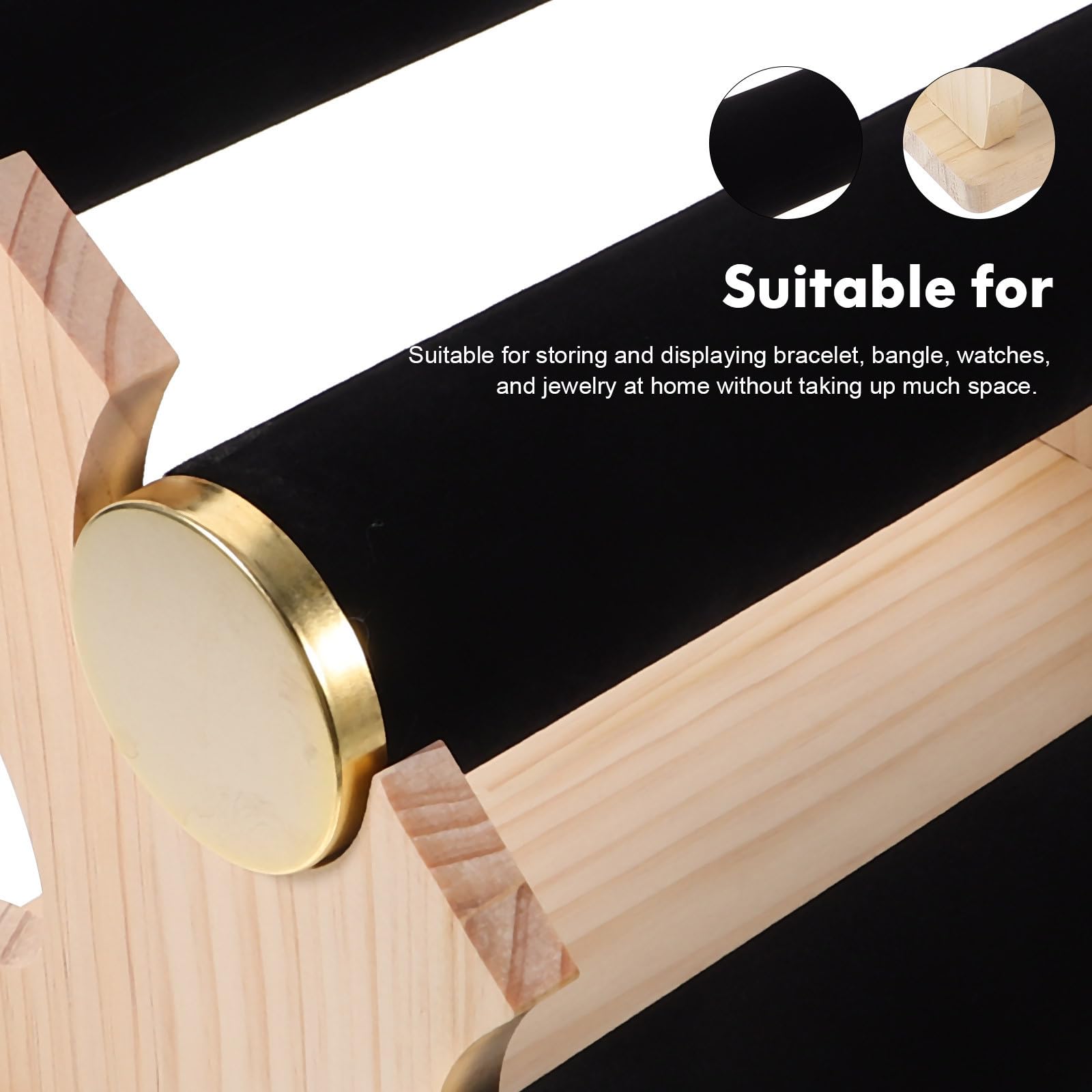 GALPADA Soporte para Brazaletes y Relojes de Pulsera de 3 Niveles Base de Madera Negra, Organizador Elegante y Resistente para Joyas en Oficina o Uso Personal