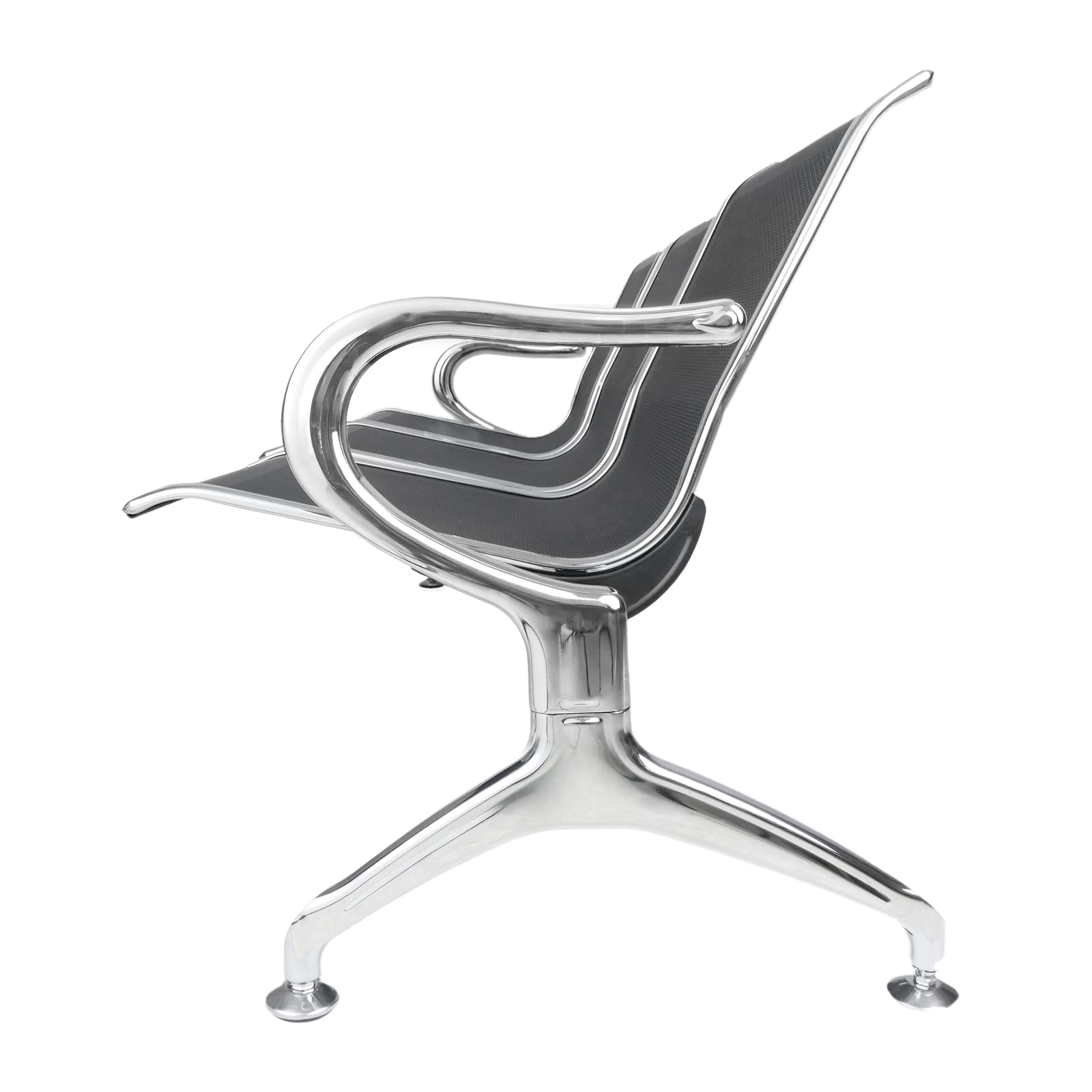 PrimeMatik - Chaises sur poutre pour salle d'attente avec 4 sièges ergonomique noir