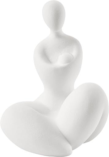 Danya B Hans White Abstract Mother Embracing Child Decorative Accent Matte Ceramic Sculpture Figure Set