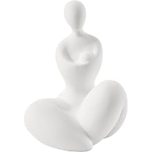 Danya B Hans White Abstract Mother Embracing Child Decorative Accent Matte Ceramic Sculpture Figure Set