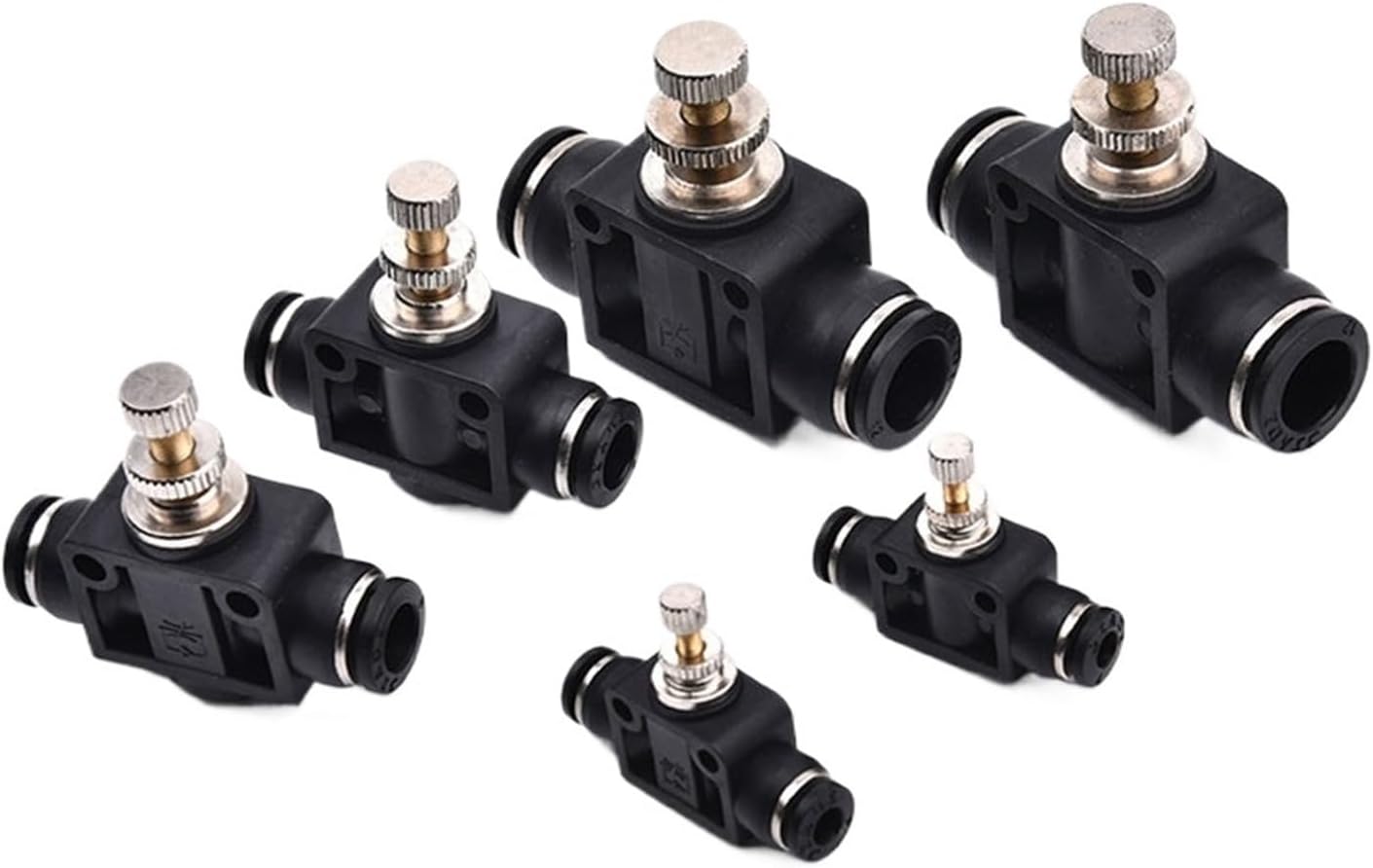 Black DSA 4 6 8 10 12MM OD Tube Flow control Throttle valve Pneumatic Fittings Pneumatic type speed control connector(12mm OD Hose)