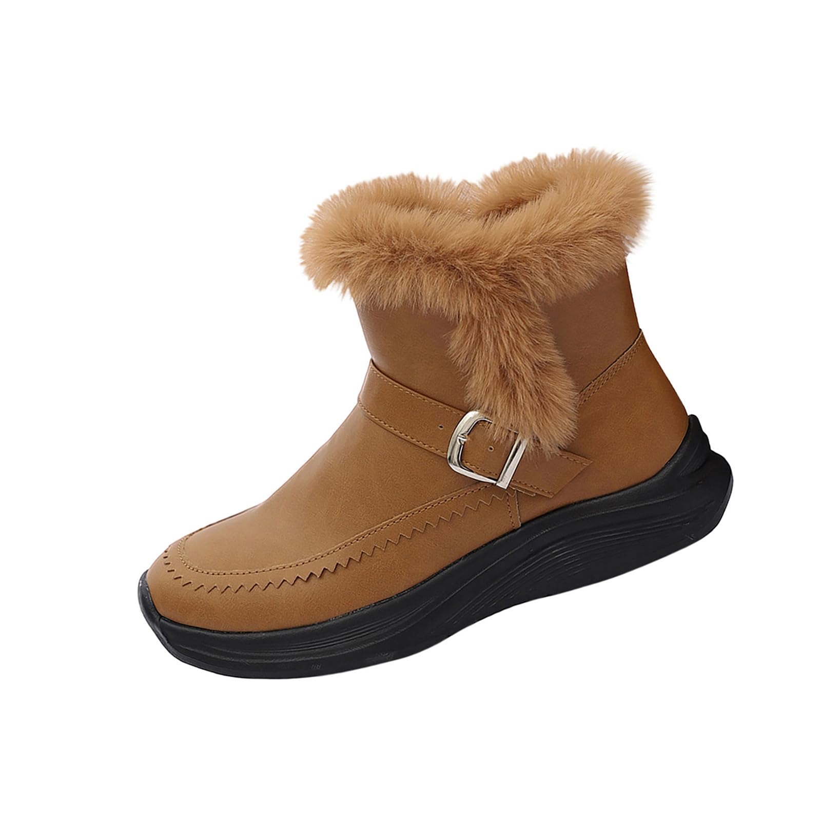 Womens Winter Snow Boots Warm Insulated Ankle Boot for Women with Faux Fur Lining Comfort Anti-Slip Chunky Heel
