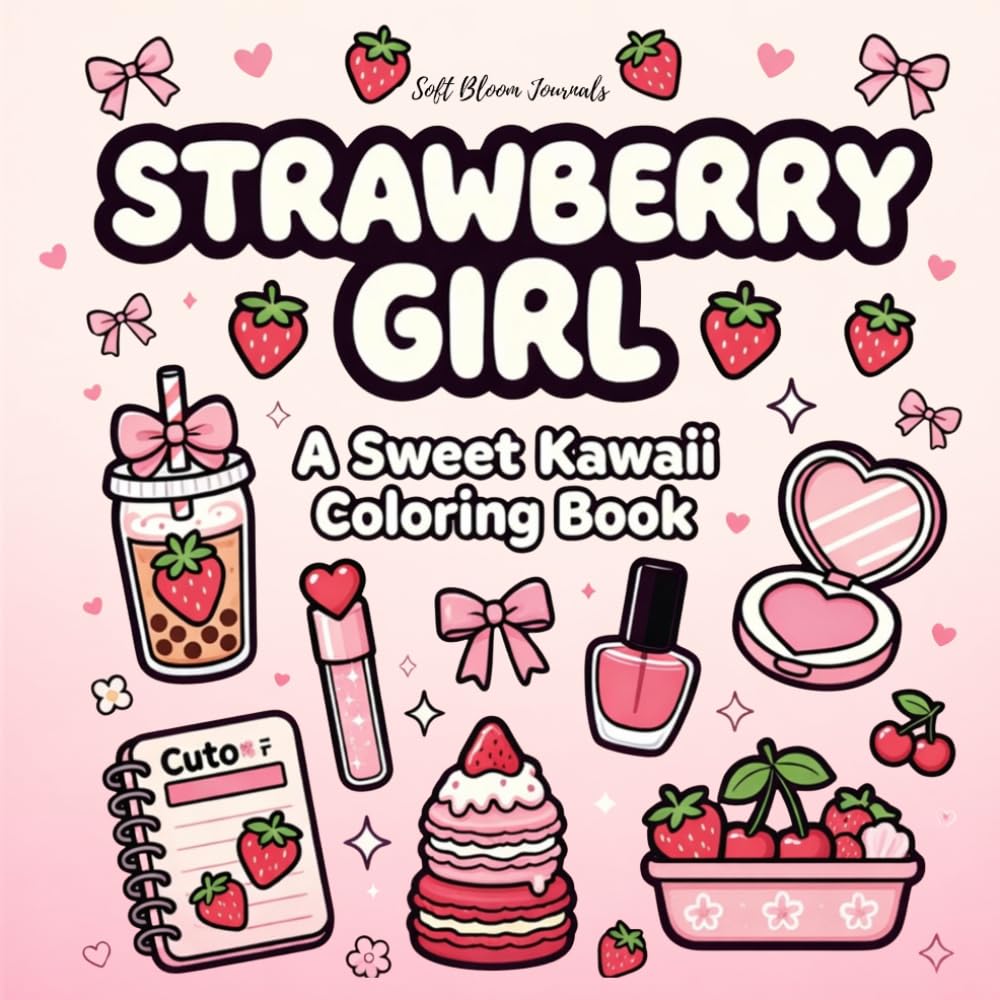 Strawberry Girl: A Sweet Kawaii Coloring Book (Cute & Feminine Kawaii Coloring Books)