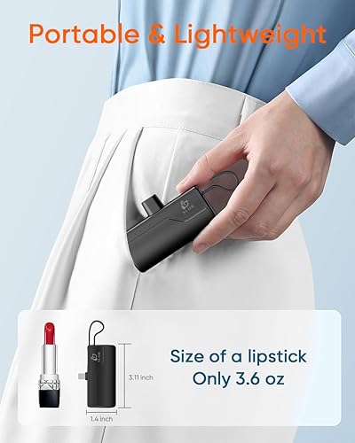 Miniatura 4 de Mini cargador portátil de 5000 mAh, batería de carga para iPhone, cargador de teléfono de respaldo externo compatible con iPhone 14, 13, 12, 11, X,