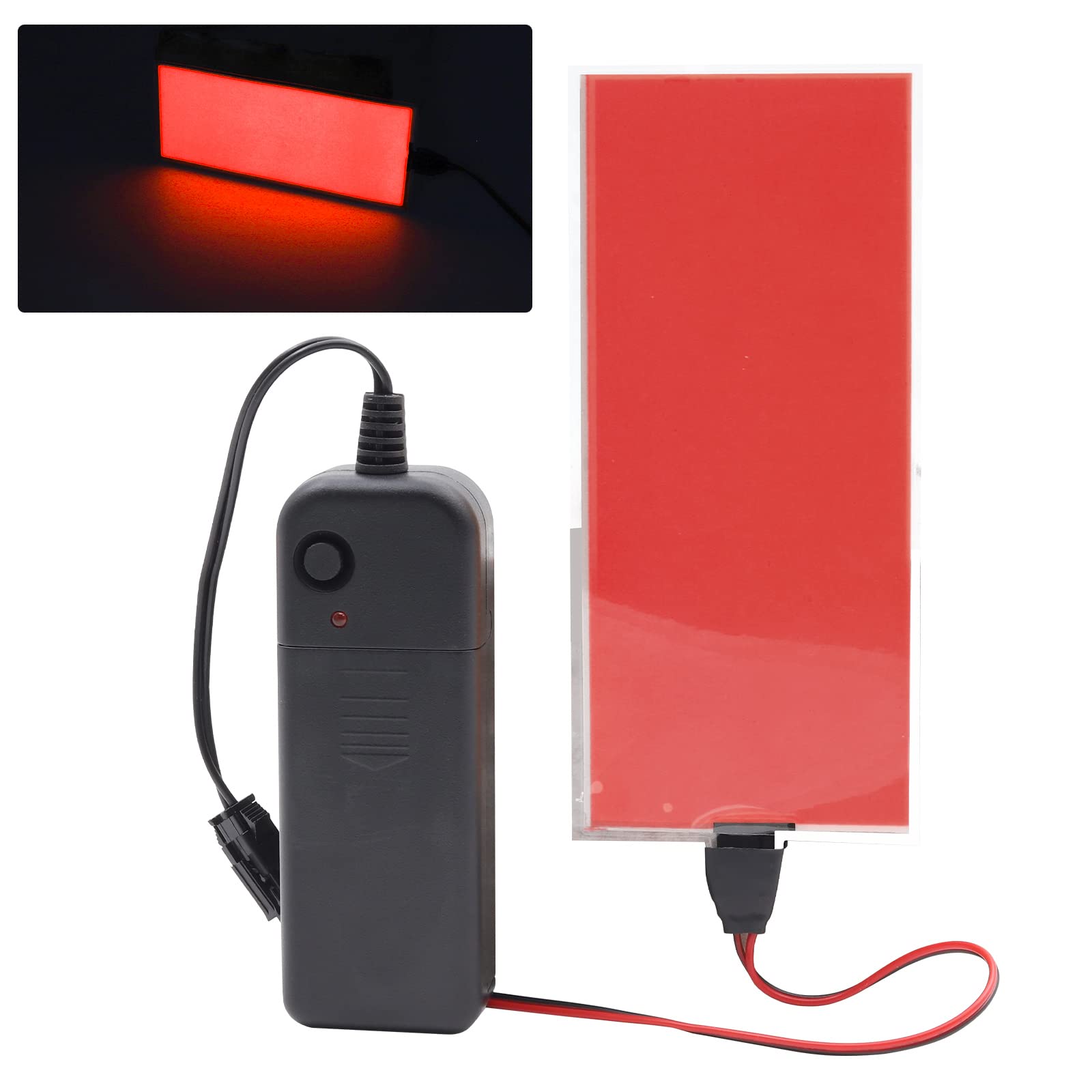 YnGia 12 * 5cm EL Panel Electroluminescent Light Sheet Decorations Light Lamp Sheet with Battery Inverter (Red)