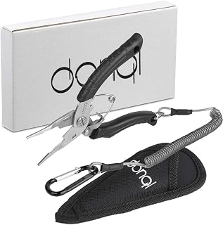 DONQL Fishing Pliers Fishing Hook Remover Stainless Steel Fishing Tongs Multifunctional Split Ring Pliers Line Cutter Handy as Disgorger & Scissor