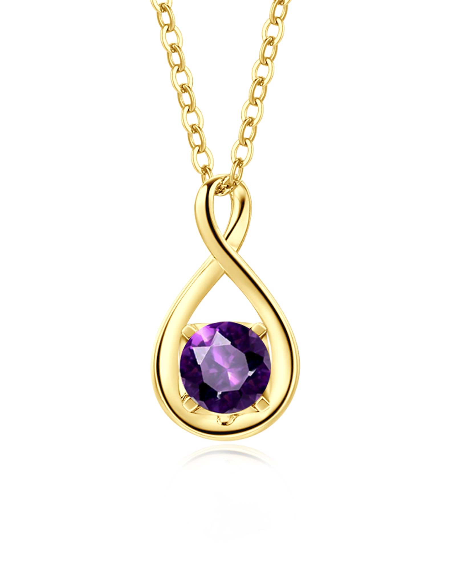 FANCIME 14 Karat 585 Gold Infinity Anhänger mit Geburtsstein Halskette und 925 Sterling Silber Kette Muttertags Valentinstag Jahrestag Geburtstag Schmuck Geschenk Für Damen Frauen Mutter Mama