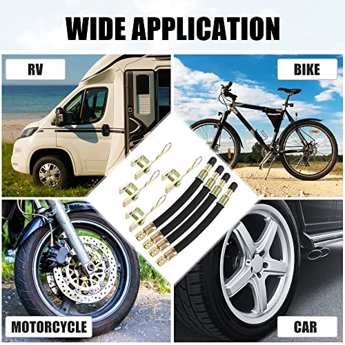 Image of X AUTOHAUX 8pcs Tire Valve Extension Stem Adaptor Tool 4 Dual Valve Stem Extender Pipes 15cm / 5.9Inch 4 Clips for Car Truck Motorcycle Bike Trailer RV