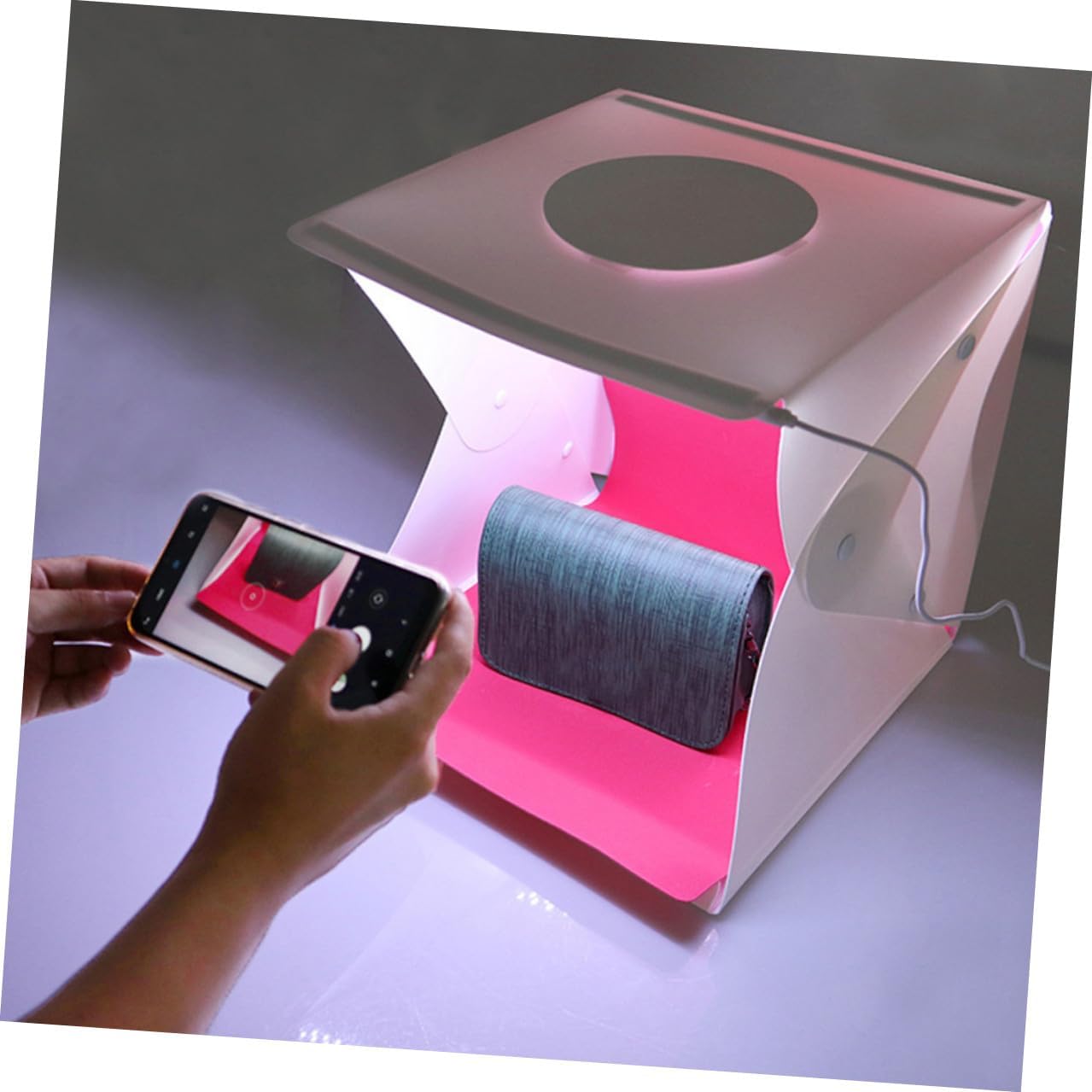 NOLITOY Portable Photo Light Box Tent 40cm with Dual LED Strips and Two Color Backdrops, Small Foldable Photography Setup for Product and Food Shooting