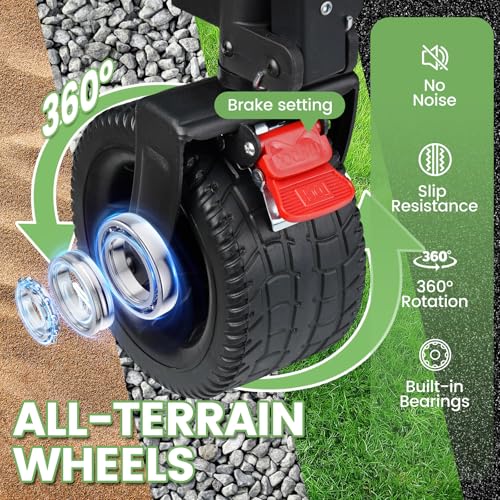 Image of Beach Wagon Carts Foldable 580LBS Collapsible Wagon with Big All-Terrain Wheels for Sand 340L Heavy Duty Utility Carts with Cup Holders for Garden, Camping, Grocery, Black