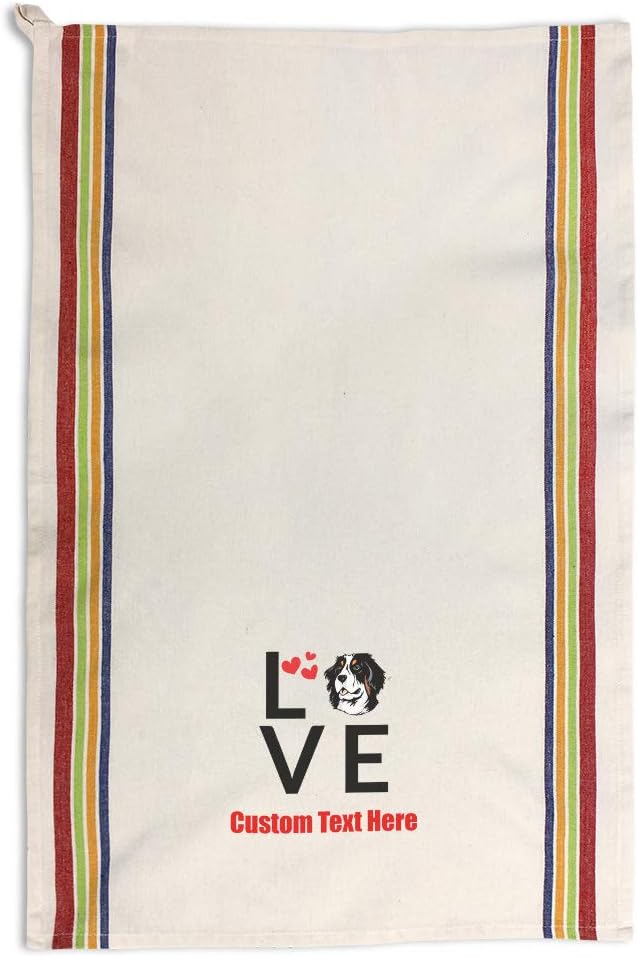 Custom Decor Kitchen Towels Love Hearts Bernese Mountain Dog Pets Dogs Cleaning Supplies Dish Towels Multi Stripe Design Only