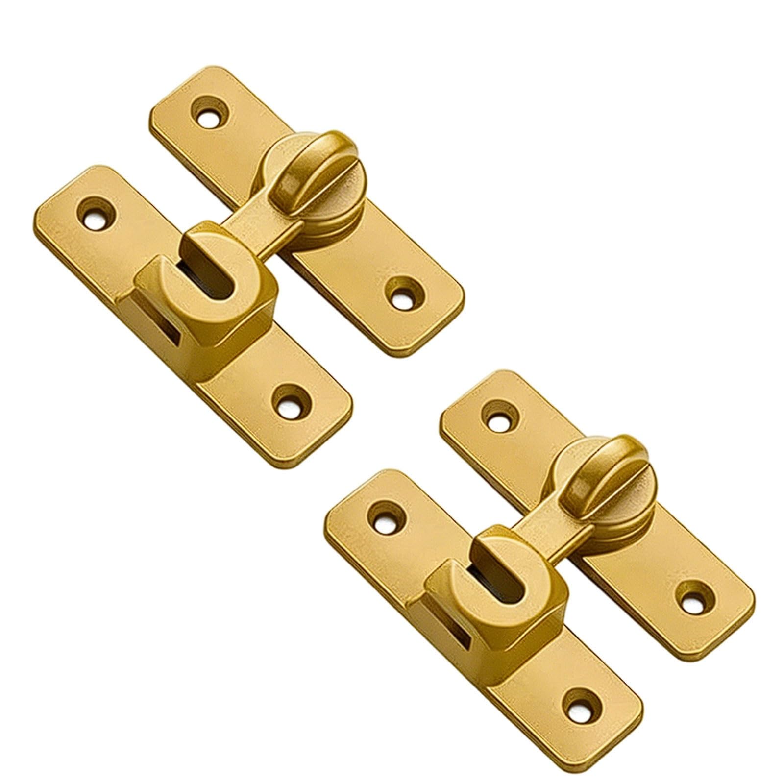 Oufeijia Eur Gold 2-Pack Surface-Mounted Bolt Door Latch For Hotel, Sliding, Thickened Anti-Theft Lock Aluminum Alloy(Gold)