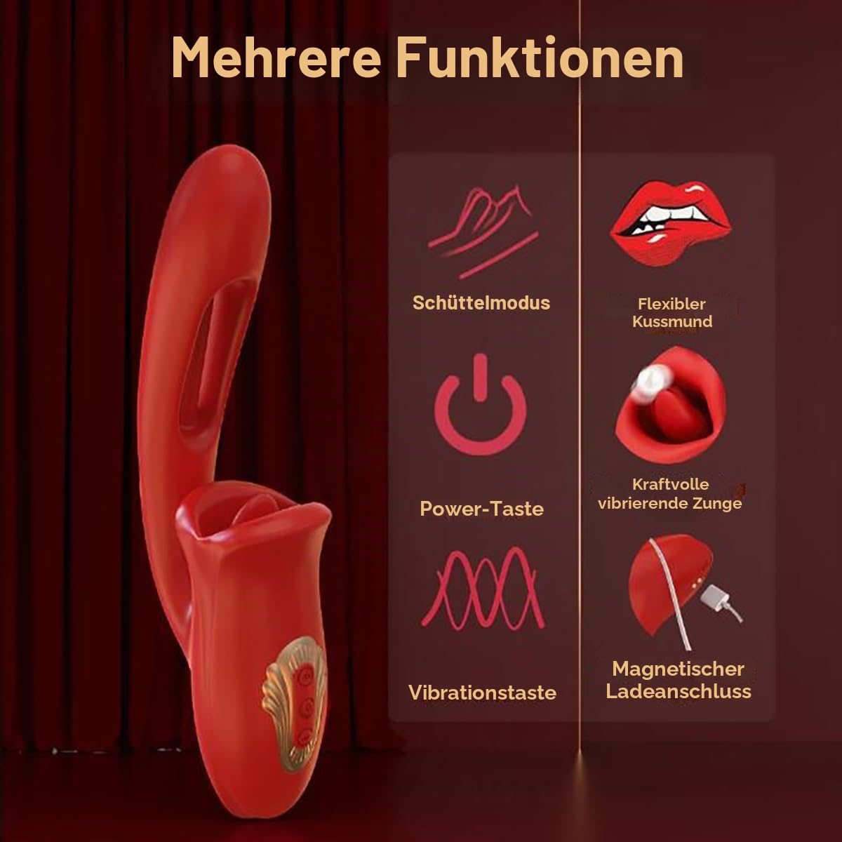 Silikon 3 in 1 Dildo Rabbit Vibratoren mit 10 Slap Vibrationsmodi Zunge Saugen für Sie, Leise G-Punkt Klitoris Stimulator Analvibrator Massage Stab Erotic Sex spielzeug für Paare Frauen(A)