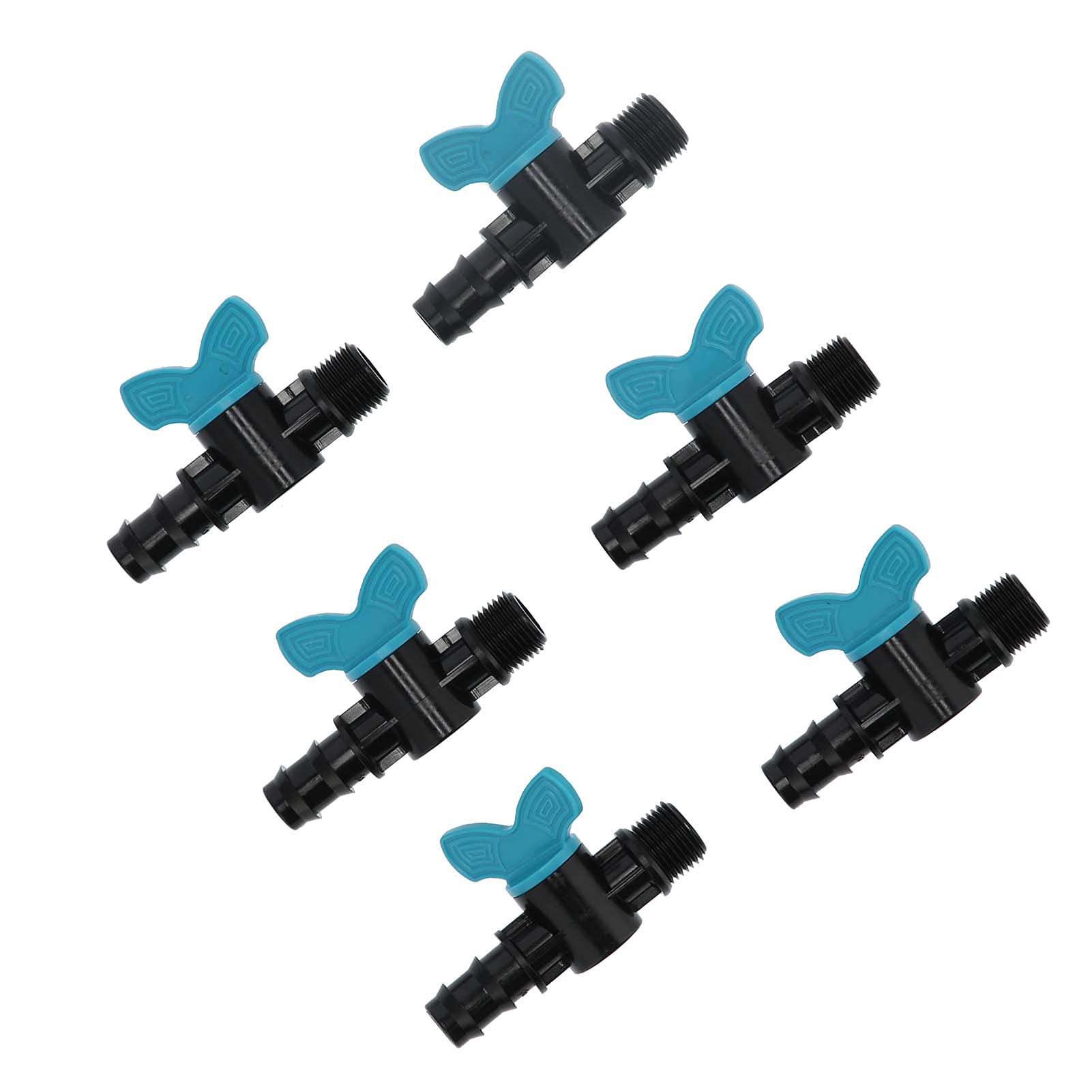 Vanne à vanne en PVC à filetage mâle de 3/4 pouces, paquet de 50, pour système d'irrigation goutte à goutte de jardin, arrêt du débit