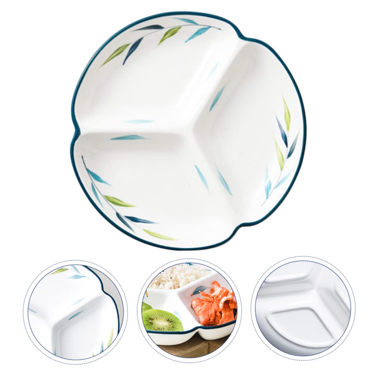 PRETYZOOM Beautiful Three Compartment Dish Divided Breakfast Plate for Home Hotel Use Safe Healthy Non Slip Design Housewarming Present Multi Functional Serving Tray
