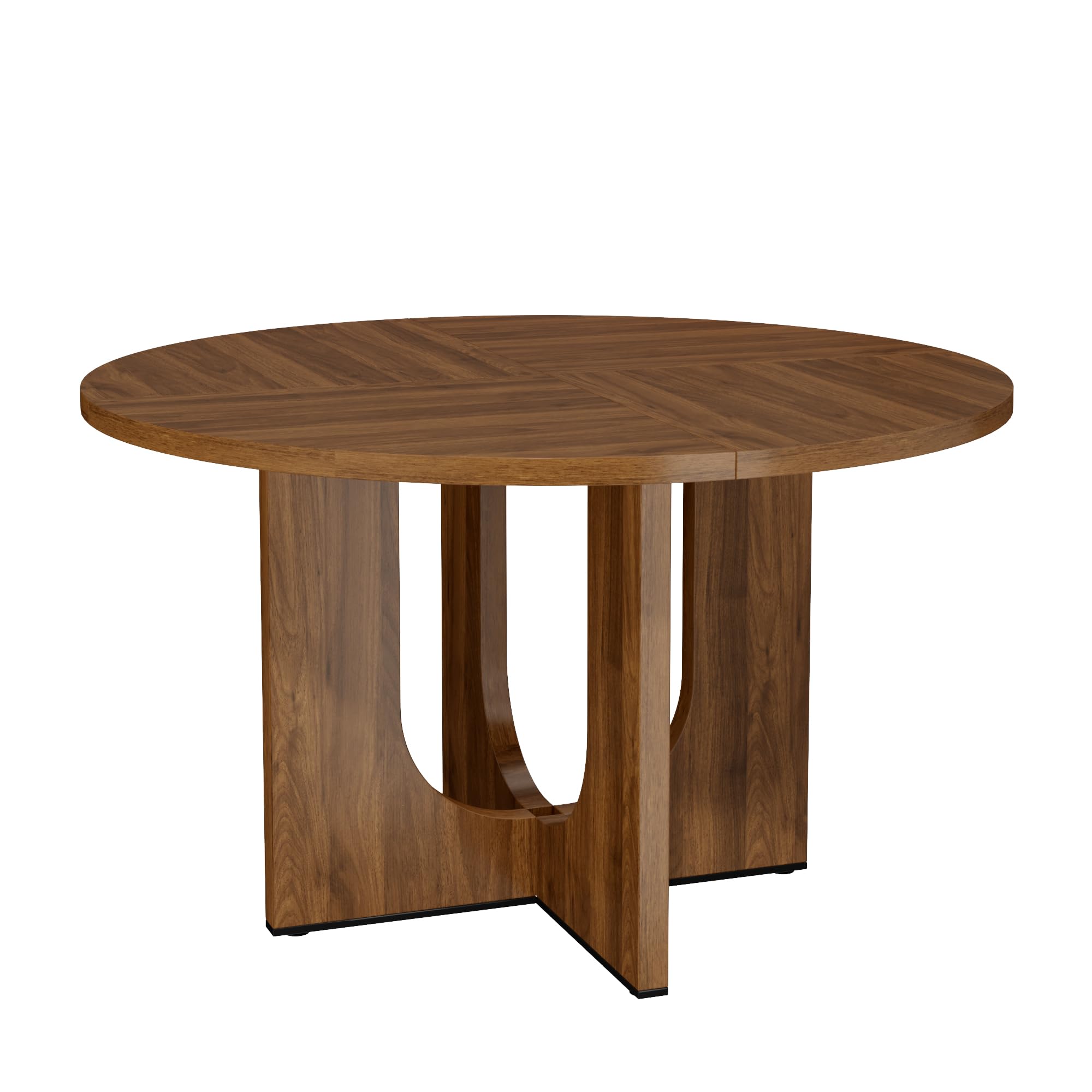SUKY Tavolo da Pranzo Rotondo 120x120 cm Legno Noce per 4-6 Persone Senza Sedia Stile Scandinavo-Minimalista Design Classico Noce