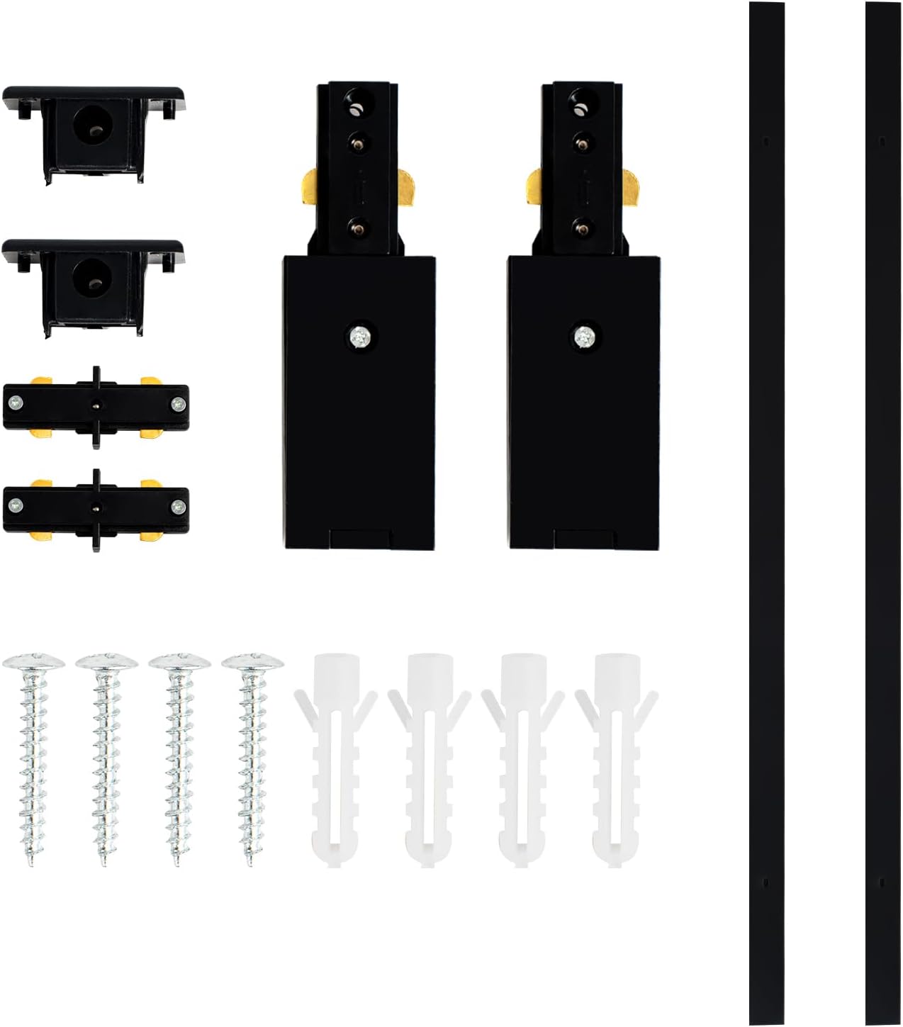 H Track Lighting Rails Kit, 6.6FT H Type Rails Black with End Caps and Live End Feed Connector, Compatible with Single Circuit 120V H Style Track System, for LED Track Lighting Heads