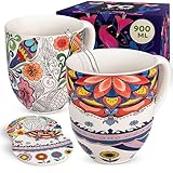 YC YANG CHAI Jumbotassen 900ml - 2er Set - Teetassen Set aus Knochen Porzellan - XXL Tassen...