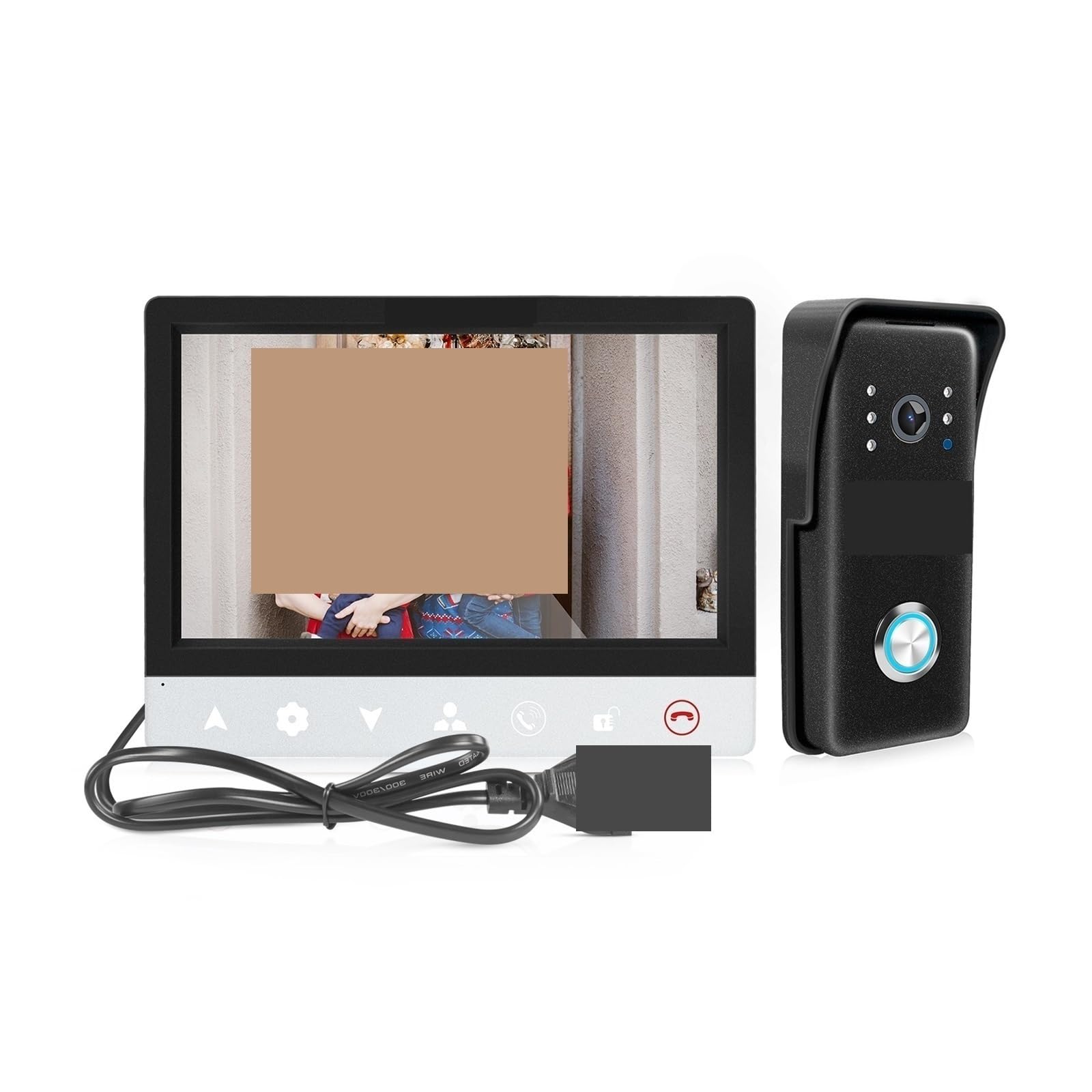 Videocitofono, di videocitofono cablato TFT da 7 Pollici con Supporto Telecamera 1000TVL Registrazione/Istantanea Campanello Supporto Solo 1 Monitor(Built-in power-64G)