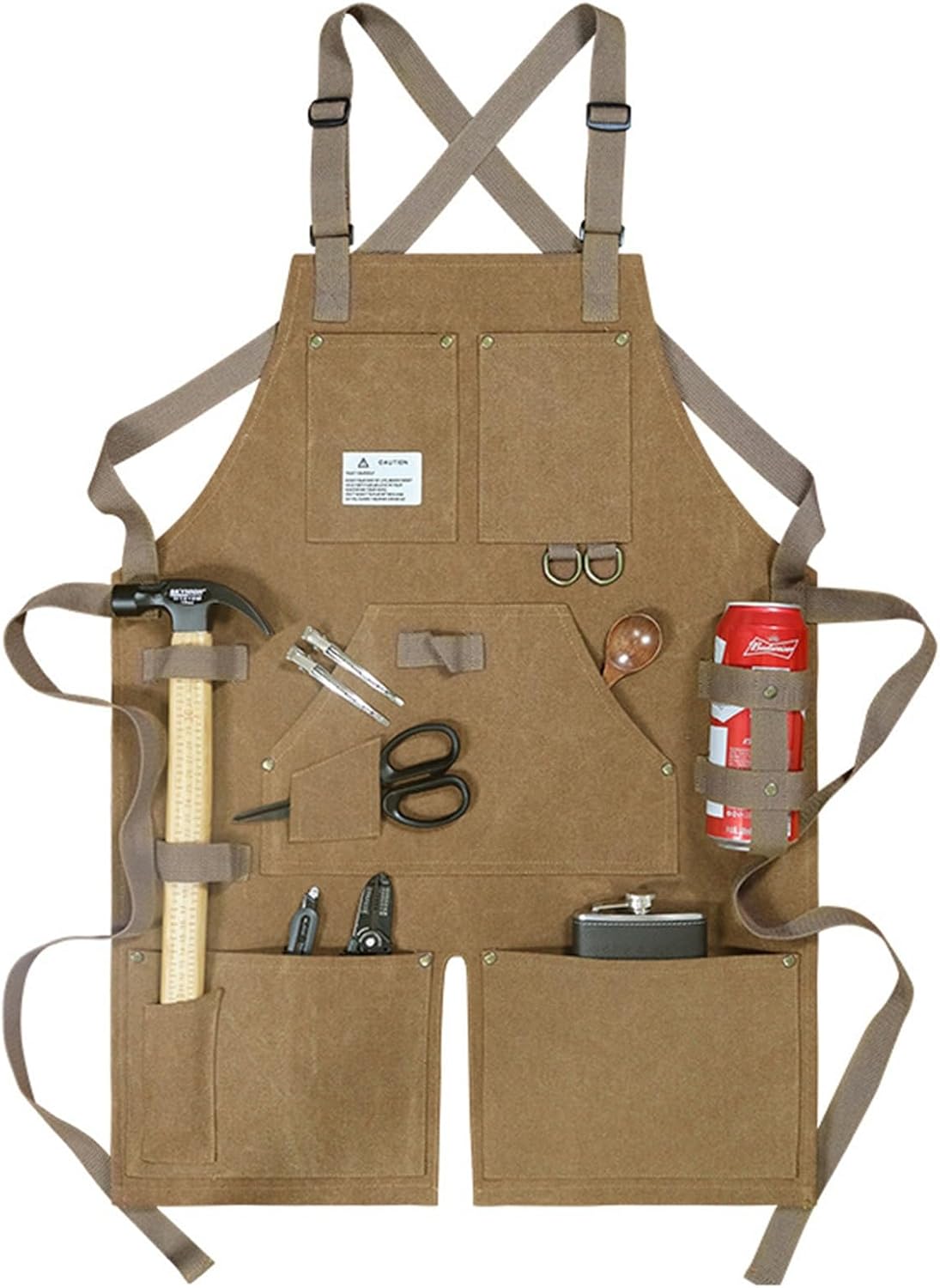 [XRALTPVYQ] エプロン 作業用 厚手キャンバスツールエプロン マルチポケット カフェエプロン 職人 美容師