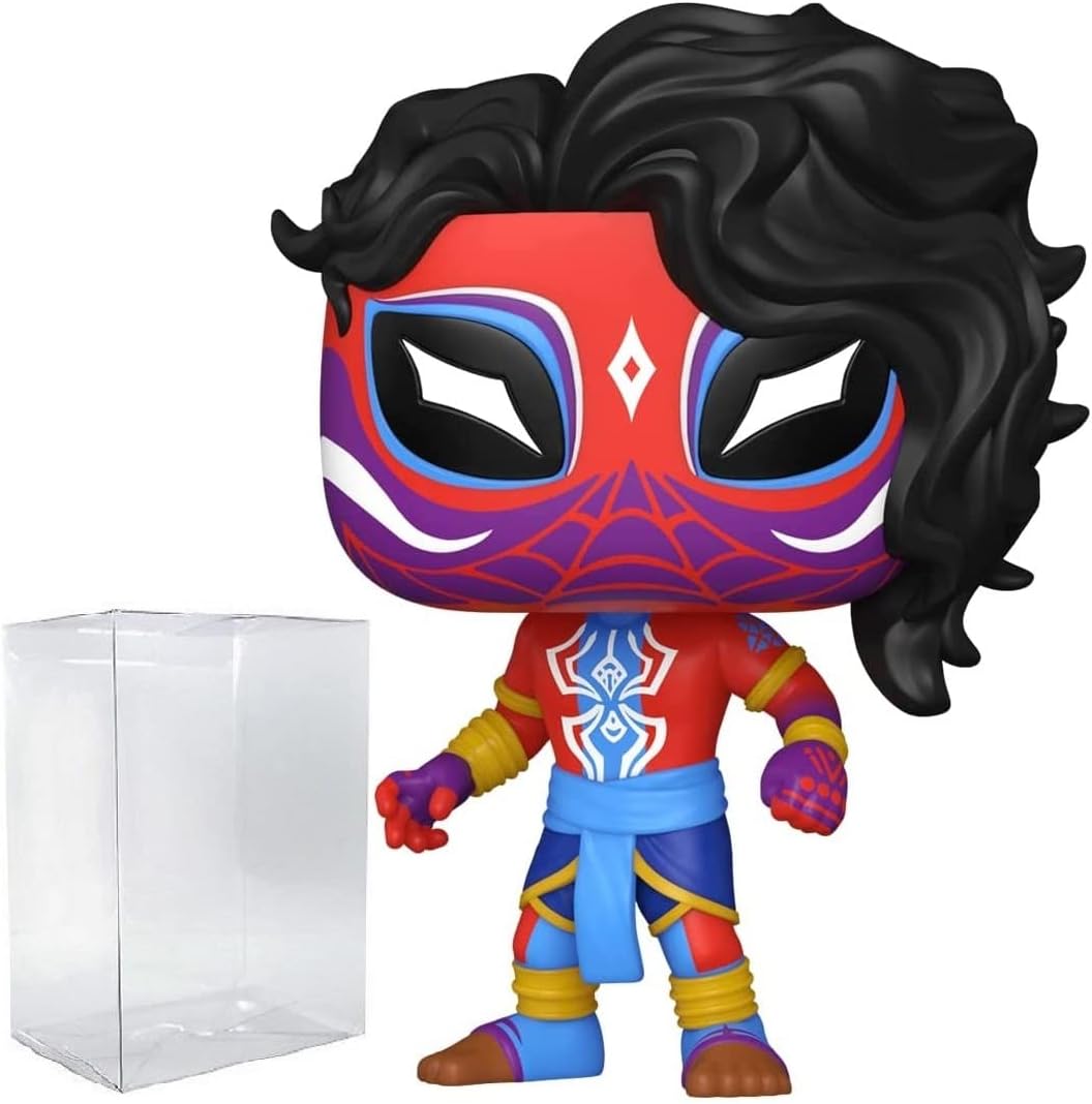 POP Marvel: Spider-Man: Across The Spider-Verse - Spider- Man India Funko Vinyl Figure (Bundled with Compatible Box Protector Case), Multicolor, 3.75 inches