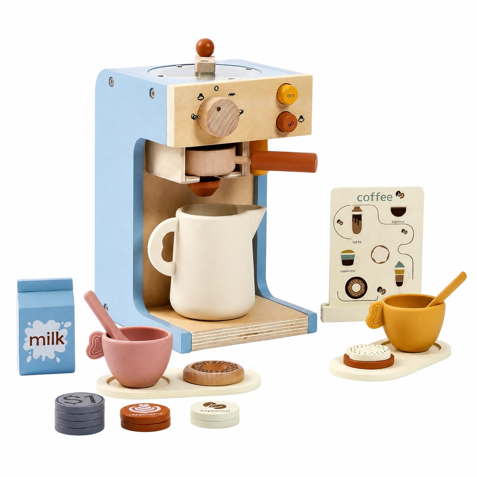 predolo Cafetera Juguete Realista Máquina Café Juguete Imaginativo Juego Cafetera con Accesorios