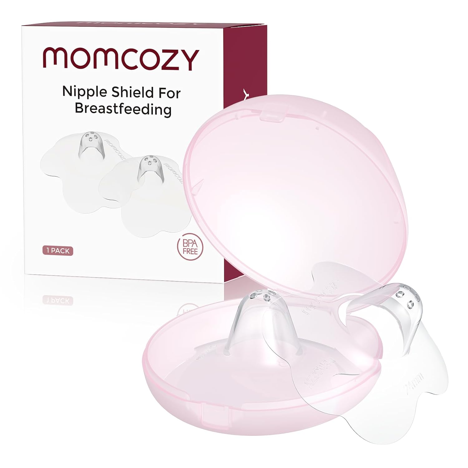 Momcozy 24mm Contact Nipple Shields for Breastfeeding - Food-Grade Silicone Flower Shields for Flat/Inverted Nipples, Newborn Latch Aid w/ Case