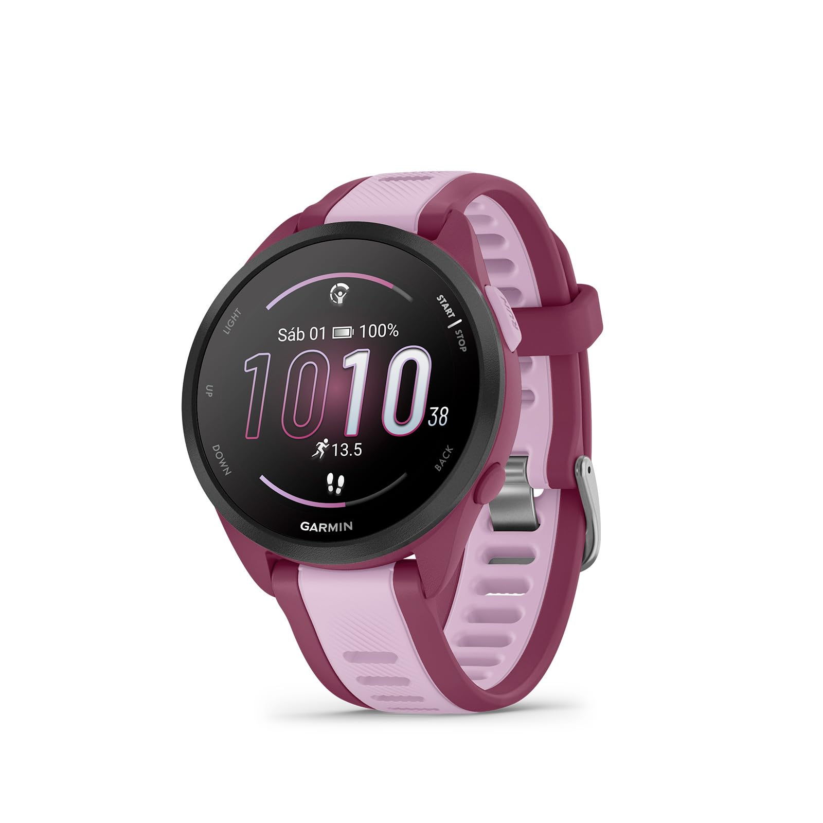 Garmin Forerunner 165 Music, Reloj Inteligente para Correr con GPS, Pantalla Táctil AMOLED, Métricas Optimizadas, Planes de Entrenamiento, Pay, Autonomía de 11 Días, Lila