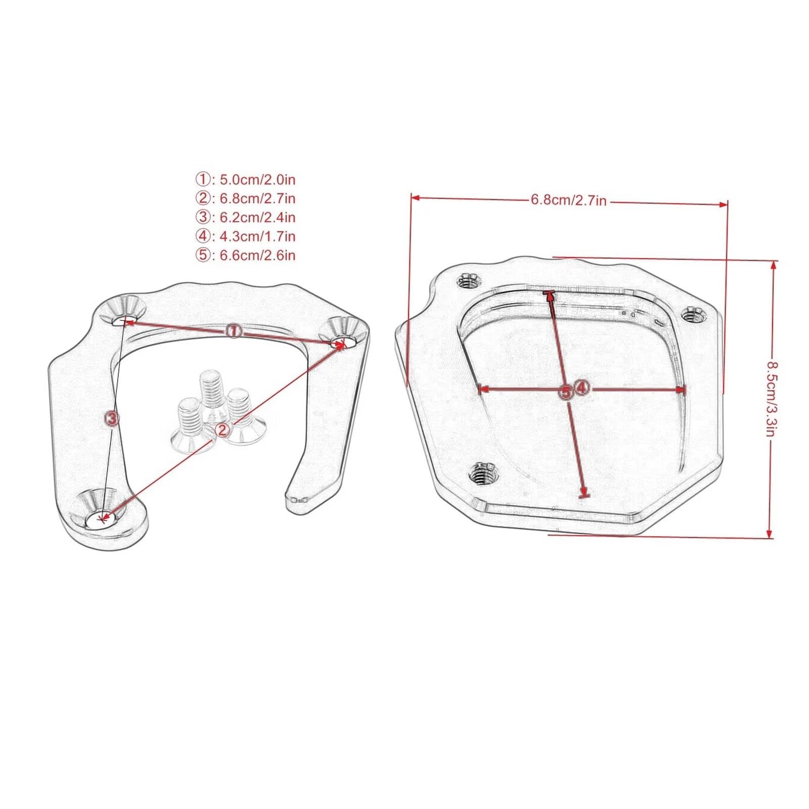 Motor Accessoires Voet Pad Voor BMW K1600GT/GTL 2017-2020 Kickstand Plaat Zijstandaard Ondersteuning Vergroter Extension Standaardvergroter(Titanium