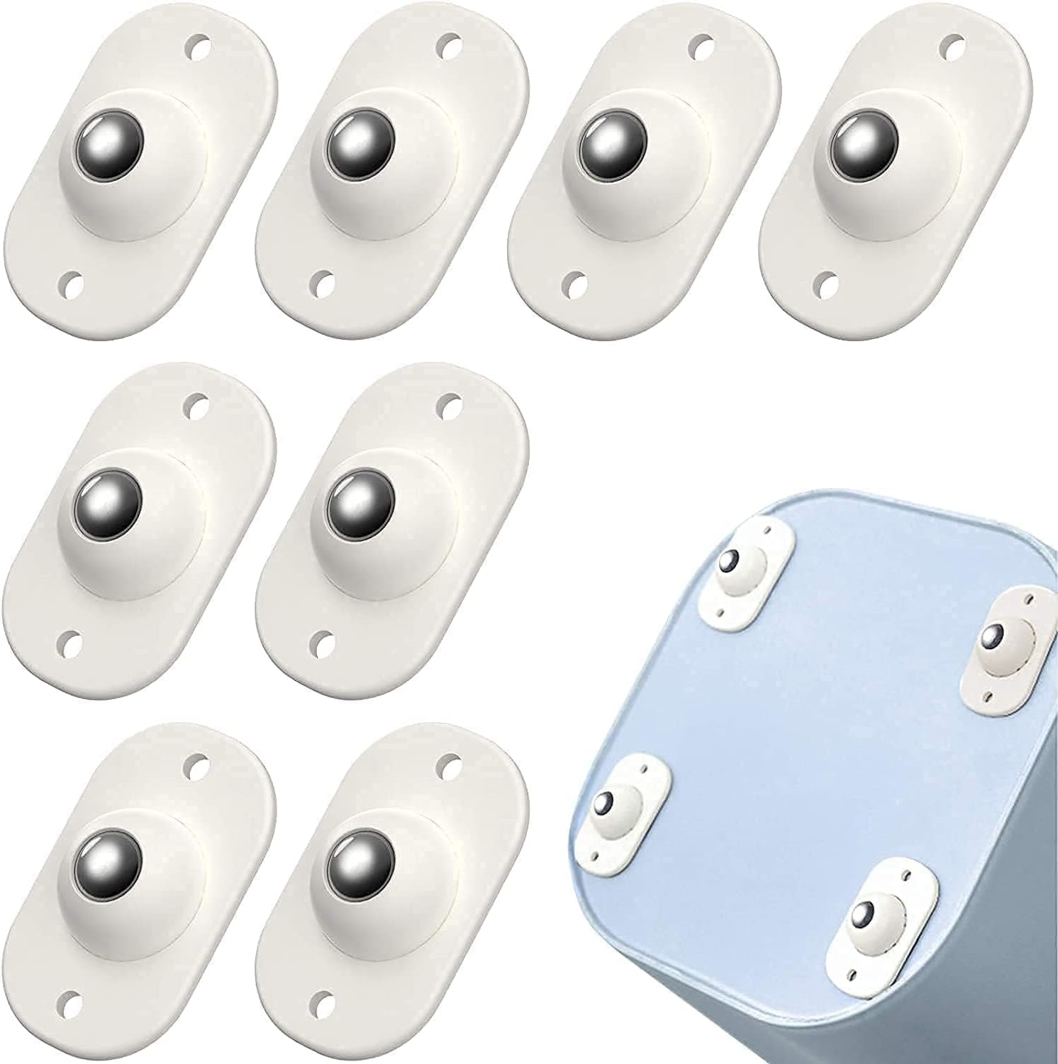 CUBIZ 8 Pc Self Adhesive Mini Swivel Casters Wheels,Universal Wheels at The Bottom of The Storage Box, Swivel Caster Wheels 360 Degree Rotation Pulley for Furniture Various Storage Boxes (8)