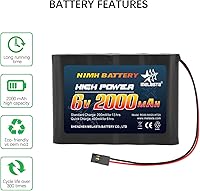 Vista 5 de melasta Batería receptora RC 6V 2000mAh recargable NiMH Receptor RX Paquete de baterías compatibles con Futaba RC Airplane Servo Controller Hitec