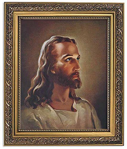 Sallman: Head of Christ Series Print in Ornate Gold Finish Frame