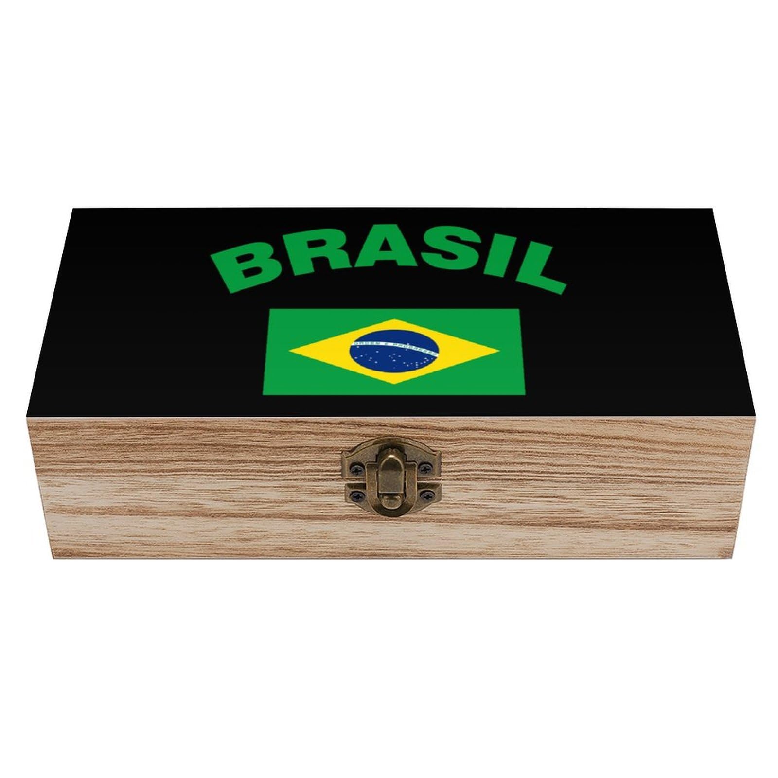 Cgsbngha Style Flag Of Brazil Wooden Storage Boxes With Lid Memory Box Decorative Organiser For Office And Home