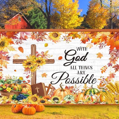 Feuilles d'érable d'automne et croix pour sublimer un mur de fête religieux