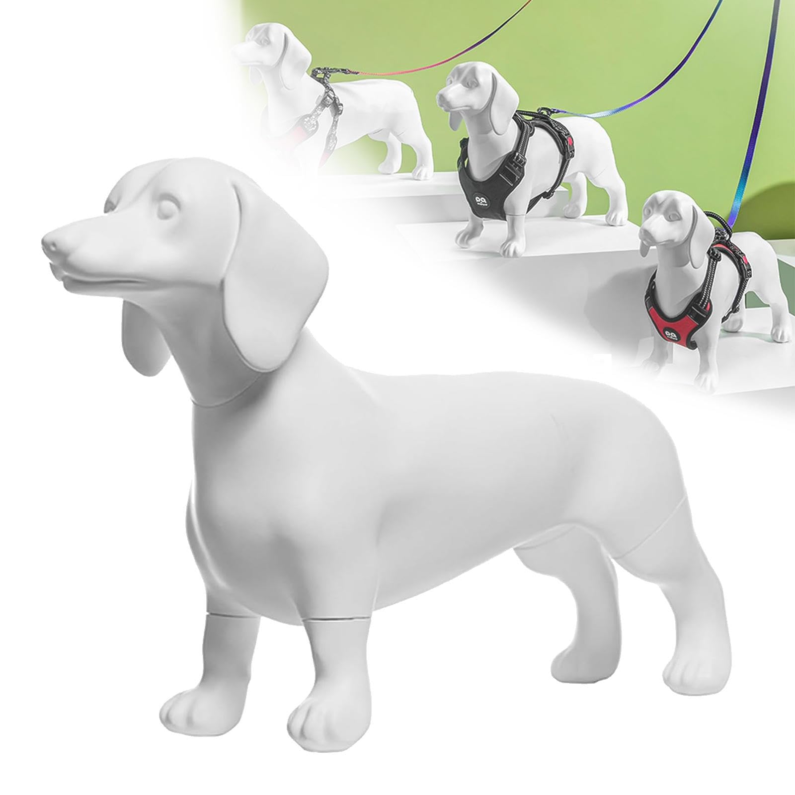 Manichino da esposizione per cani bassotto, sculture in piedi per modelli di vestiti per animali domestici, testa/gambe/coda staccabili, decorazioni per la casa e oggetti di scena per servizi
