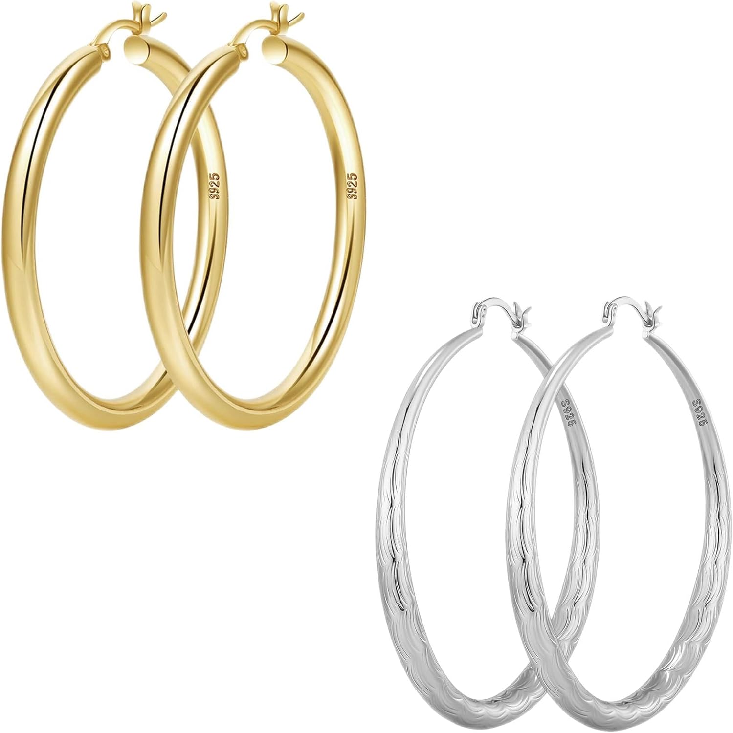 60mm Sterling Silver Hoop for Women Thick Gold Hoop Earrings