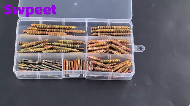 Image of Swpeet 120Pcs 7 Sizes Color Zinc Hanger Bolts Assortment Kit, Double Headed Bolts, Self-Tapping Screw Hanger Bolts, Dowel Screw Bolts Threaded Rods Bolt Furniture Screws for Wood Furniture Joint