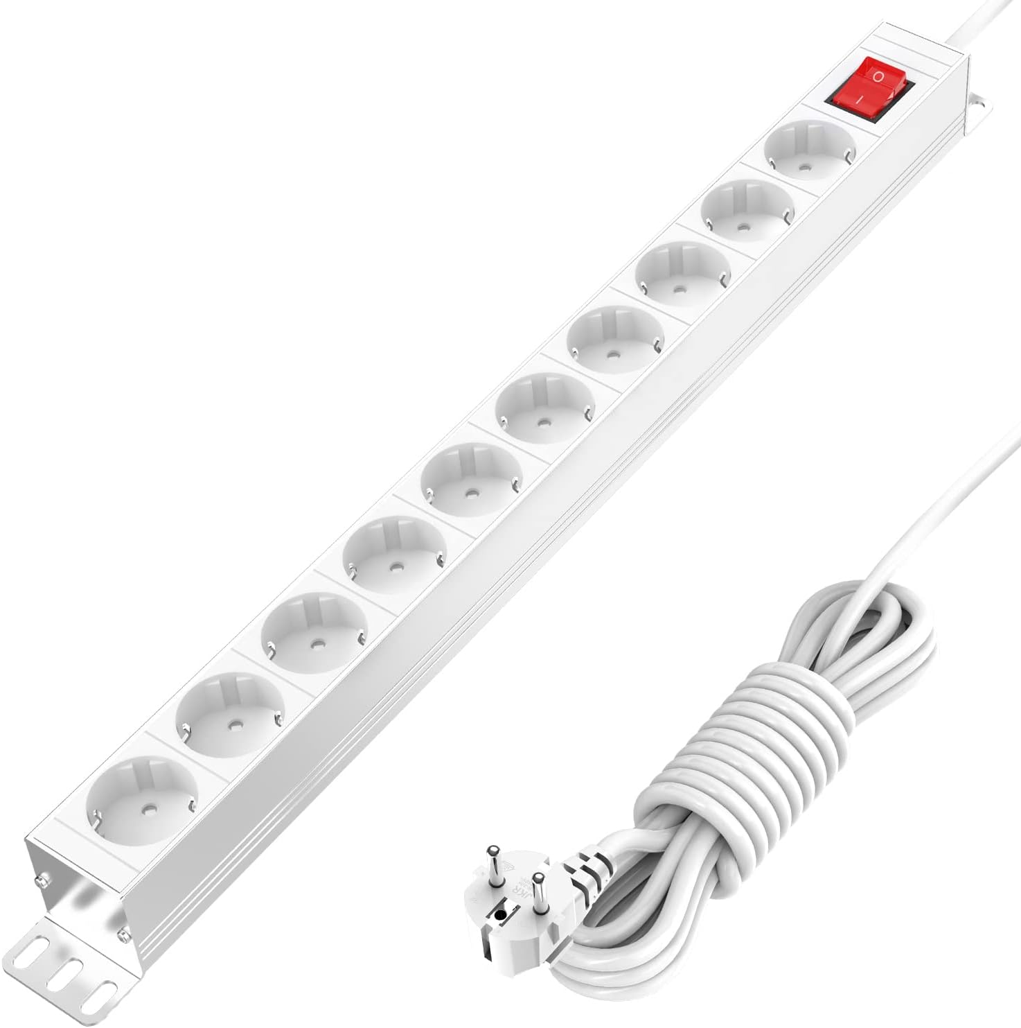 Produktbild von 10 Stück 3-fach Schuko-Steckdosenleiste Weiß Mit 1,4 M Kabel – 45° Gedrehte Einsätze