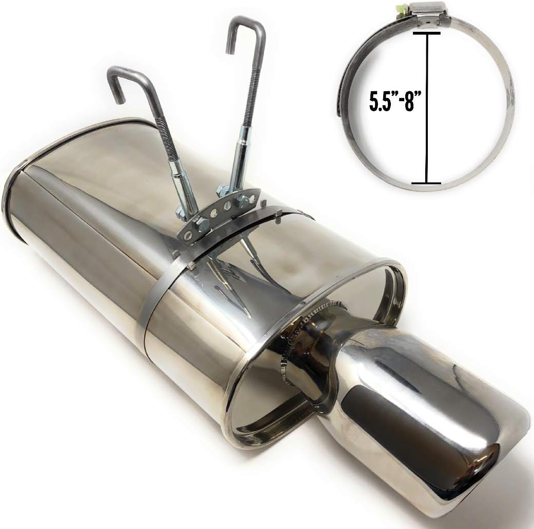 Universal Stainless Steel Muffler Hanger Kits (5.5"-8" Diameter)