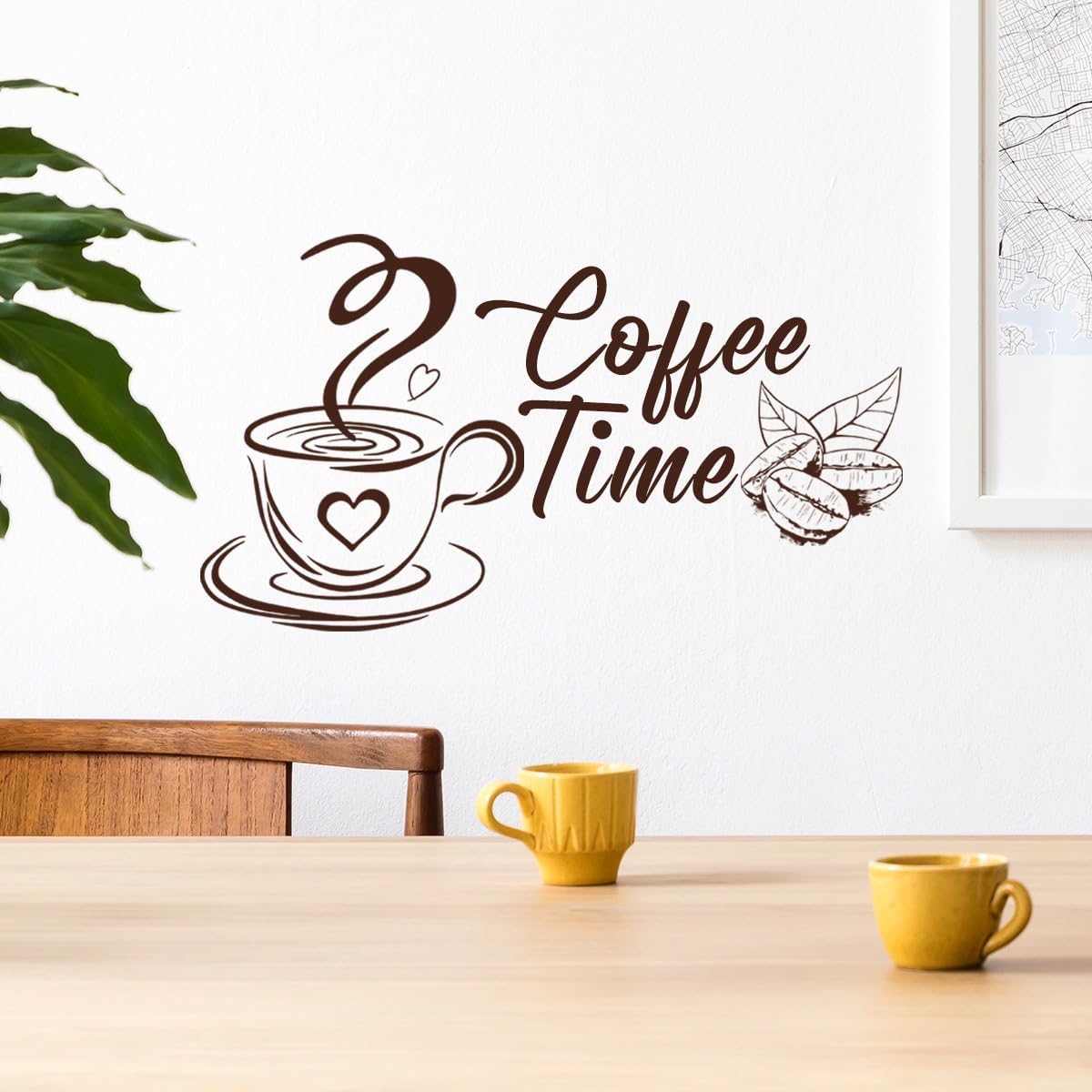 COVPAW Wall Sticker Coffee Time Coffee Mug Coffee Cup Wall Sticker Self-Adhesive Coffee Corner Cafe Cappuccino Latte Macchiato Espresso Living Room Kitchen Wall Sticker Wall Decoration (COFFEETIME)