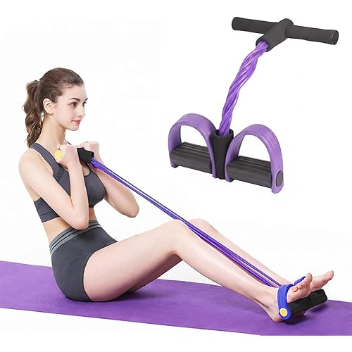 Kammoy 6-Tubes Tension Rope, Multifunction Elastic Yoga Pedal Puller Resistance Band, Natural Latex Tension Rope Fitness Equipment, for Abdomen, Waist, Arm, Leg Stretching Slimming Training